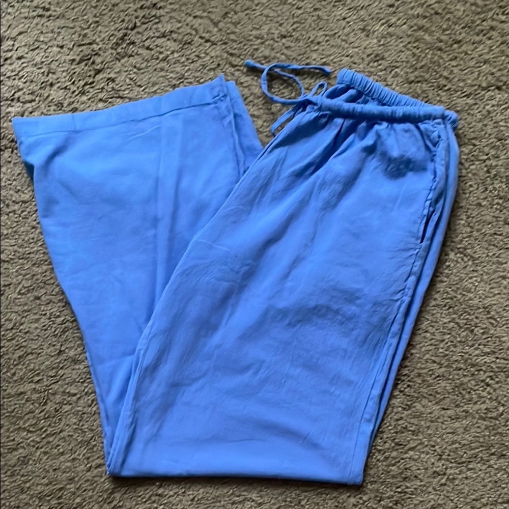 Casual Blue Drawstring Pants